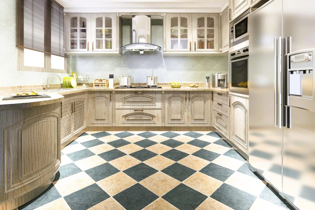 Flooring of a -vintage-modern-kitchen